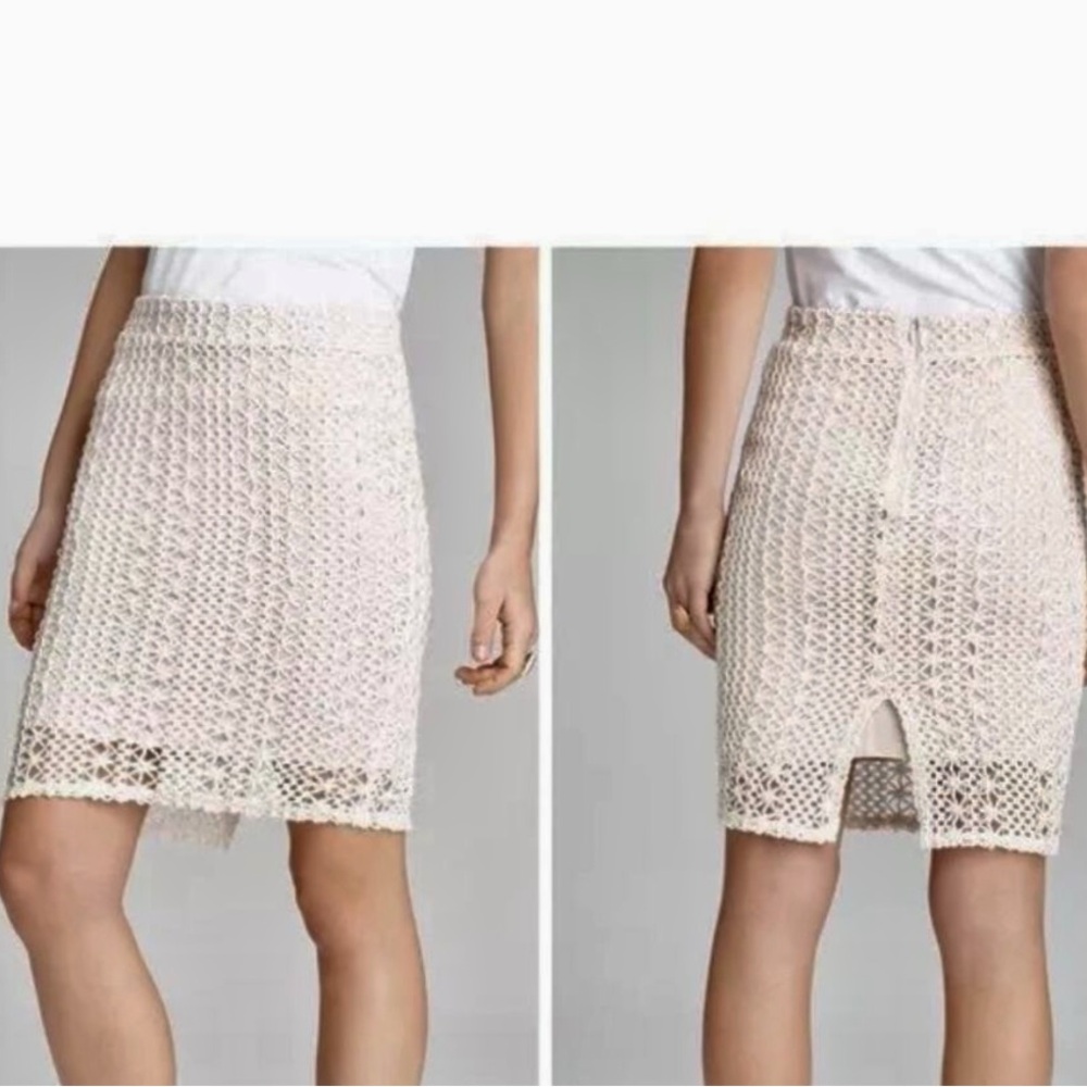 Free People -white ivory cream crochet knit skirt - Picture 4 of 5